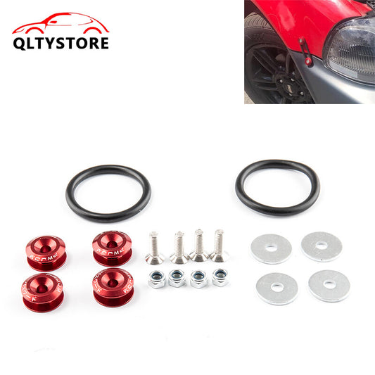 JDM Quick Release Fasteners Bumper Trunk Fender Hatch Lids Kit Aluminum Red
