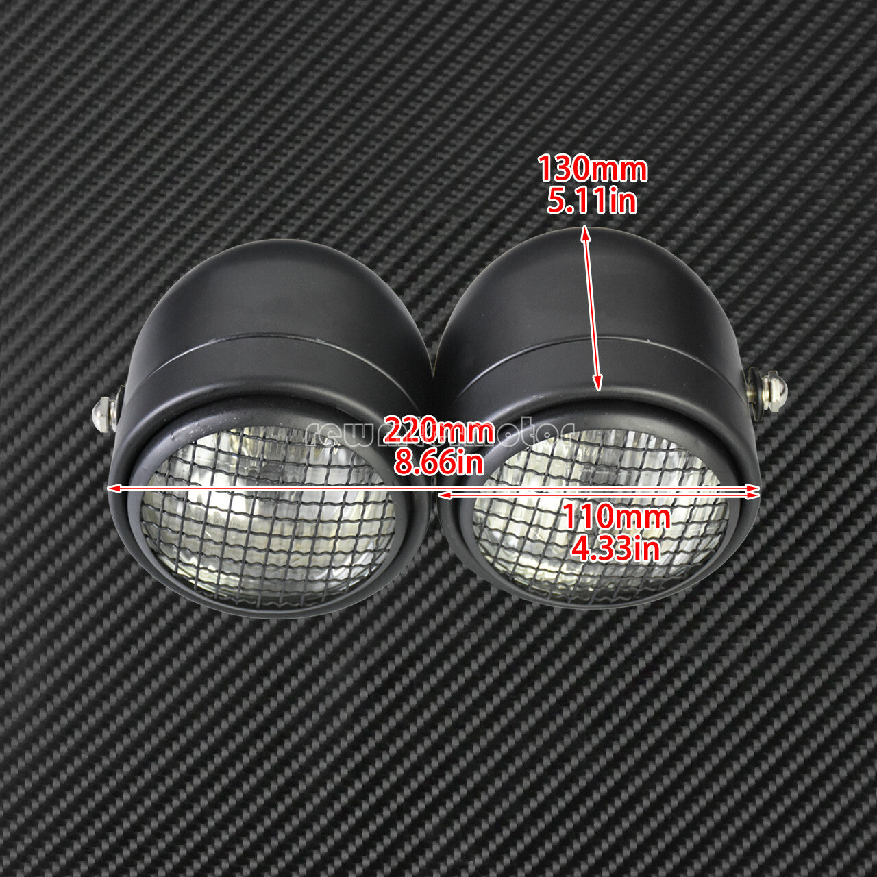 Grid Universal Twin Headlight Motorcycle Double Dual Lamp Street Fighter Racer
