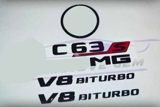 C63S SEDAN @ for MG V8 BITURBO Star Badge Glossy Black Badge Set