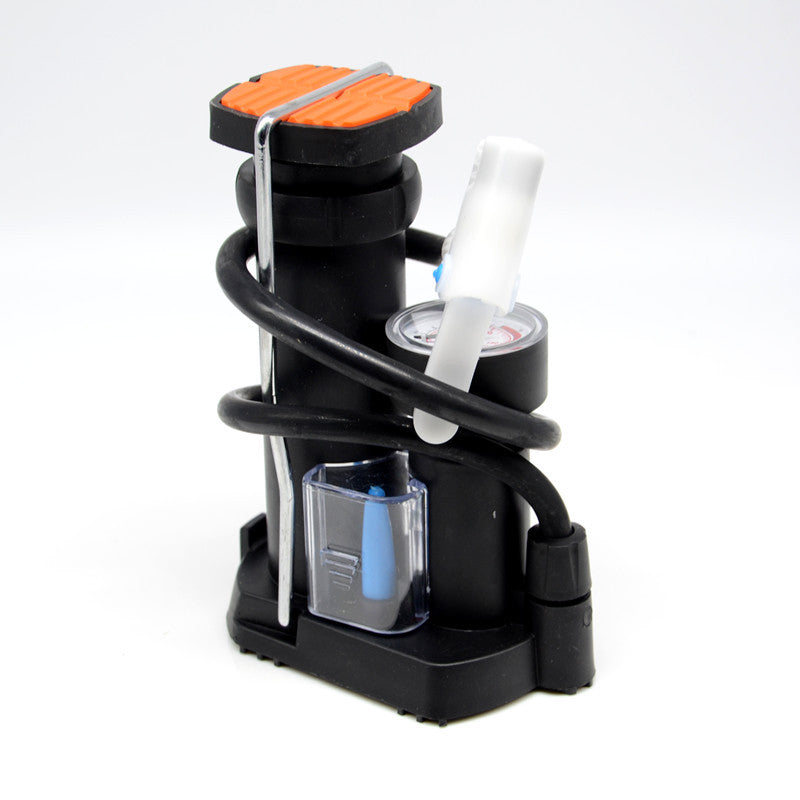 Motorcycle Foot Pedal Air Inflato Pump Wheel Tire Pressure Gauge Cycling Tool BK