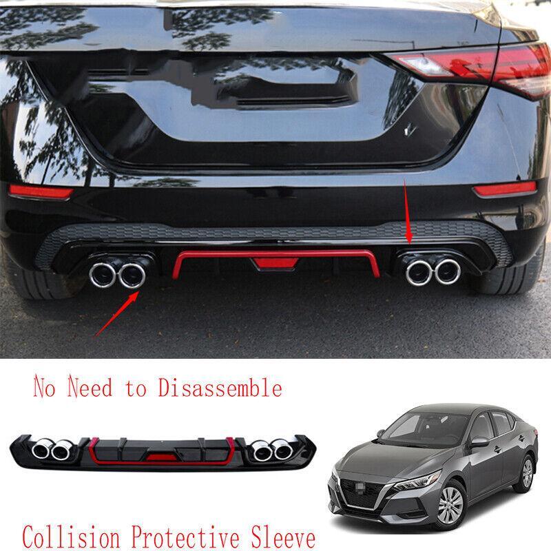 Black-Red Rear Bumper Diffuser Lip Spoiler Refit Car for Nissan Sentra 2020-2023