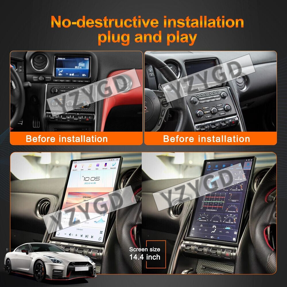 for Nissan GT-R 2008-2016 Android 2Din Car Radio CarPlay Stereo Receiver Screen