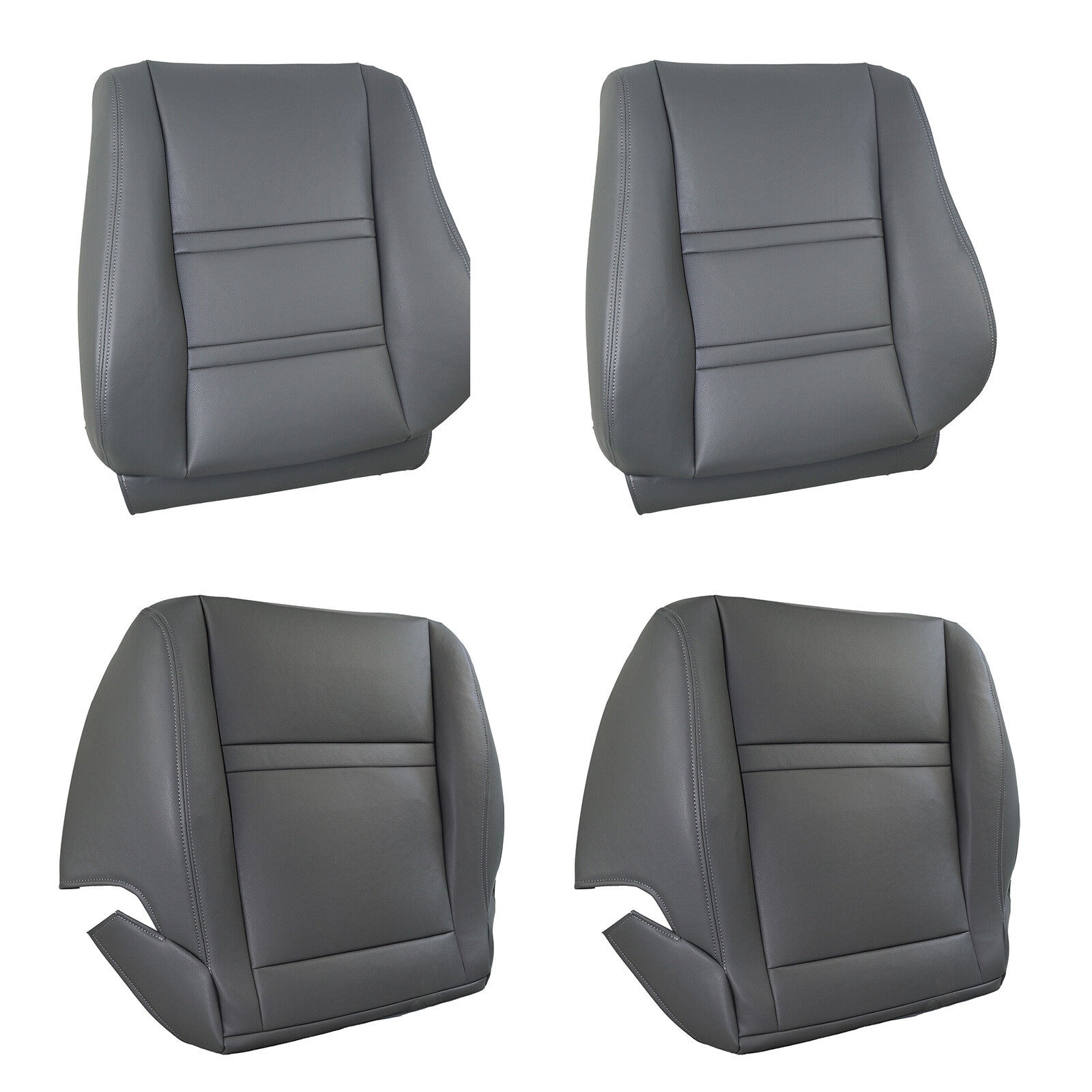 for Toyota for Land Cruiser 1990-97 4PCS Leather Driver  Passenger for Seat Covers Gray