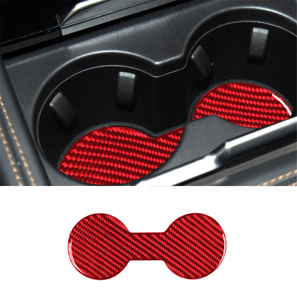 Red Interior Carbon Fiber Rear Cupholder Base Cover Trim  for ford  for Mustang Mach-E