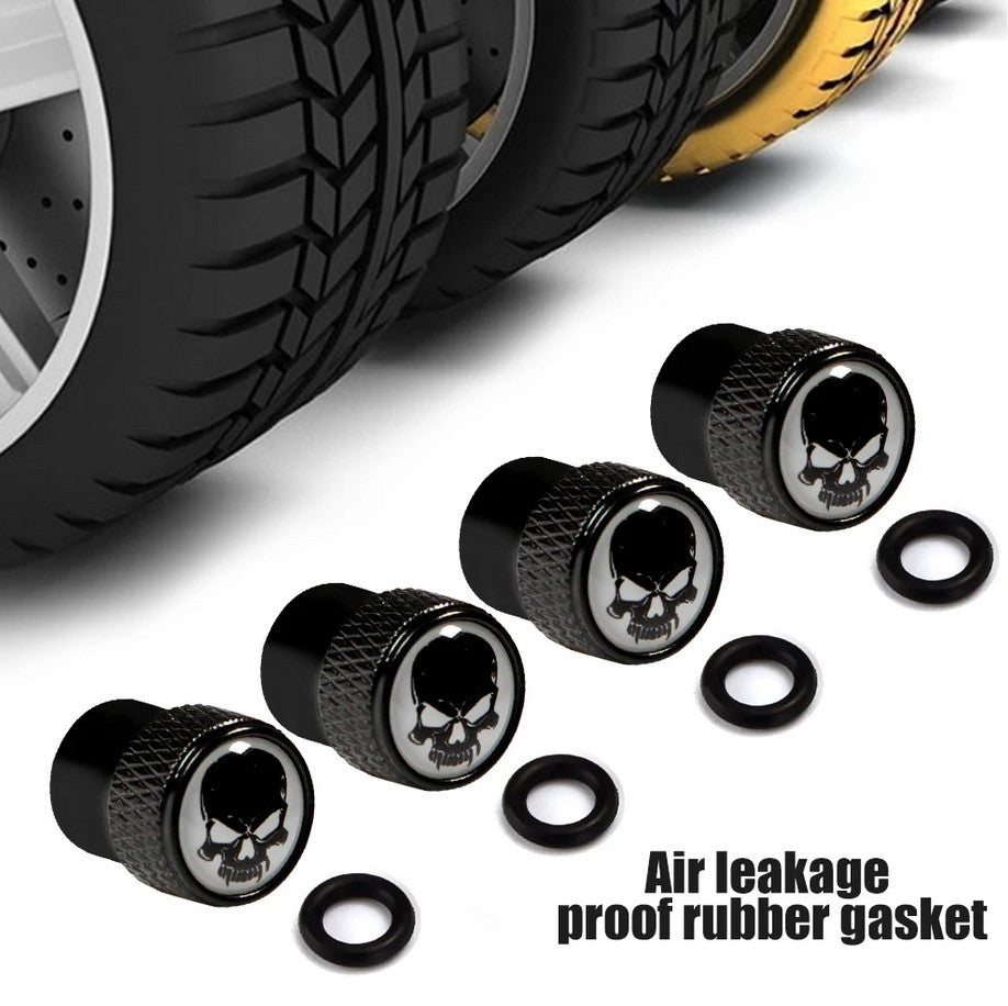 4-piece car tire valve cover rod air dust cover black punishment skull for Honda for Suzuki