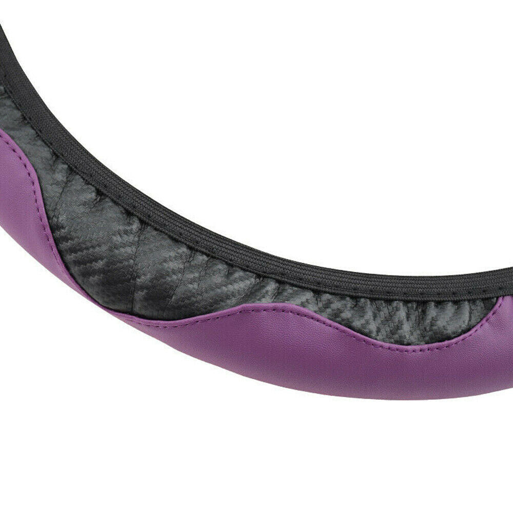 Universal Purple Microfiber Leather Car SUV Steering Wheel Cover 15 Accessories
