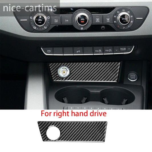 for Audi A4 A4L B9 2017-2019 RHD Inner Cigarette Lighter Panel Trim Carbon Fiber