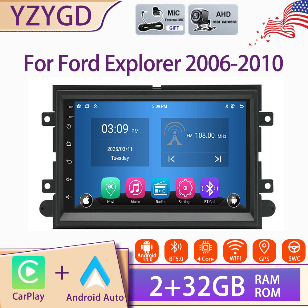 for Ford Explorer 2006-2010 Car Stereo Radio 7Carplay Android 14 GPS WIFI BT