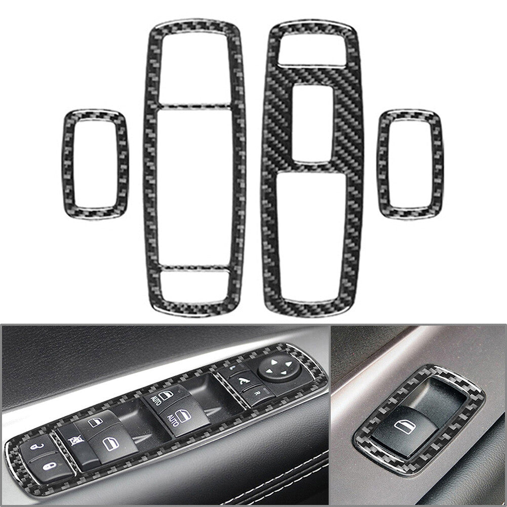 4Pcs Window Lift Switch Panel Cover Trim Fit for Dodge Journey 2011-2018 Black