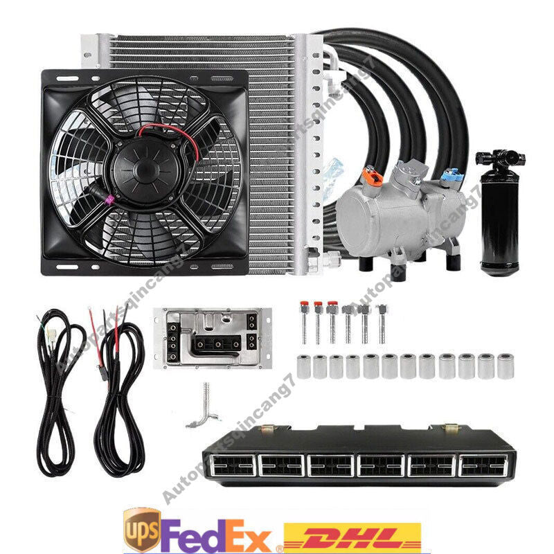 11000 BTU 12V Universal A/C FOR Truck Cab Bus Air Conditioner Underdash 6 Vents