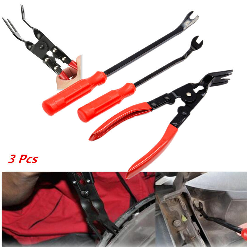 3pc Car Door Trim Rivets Clips Plier Fastener Remover Puller Crowbar Combo Tool