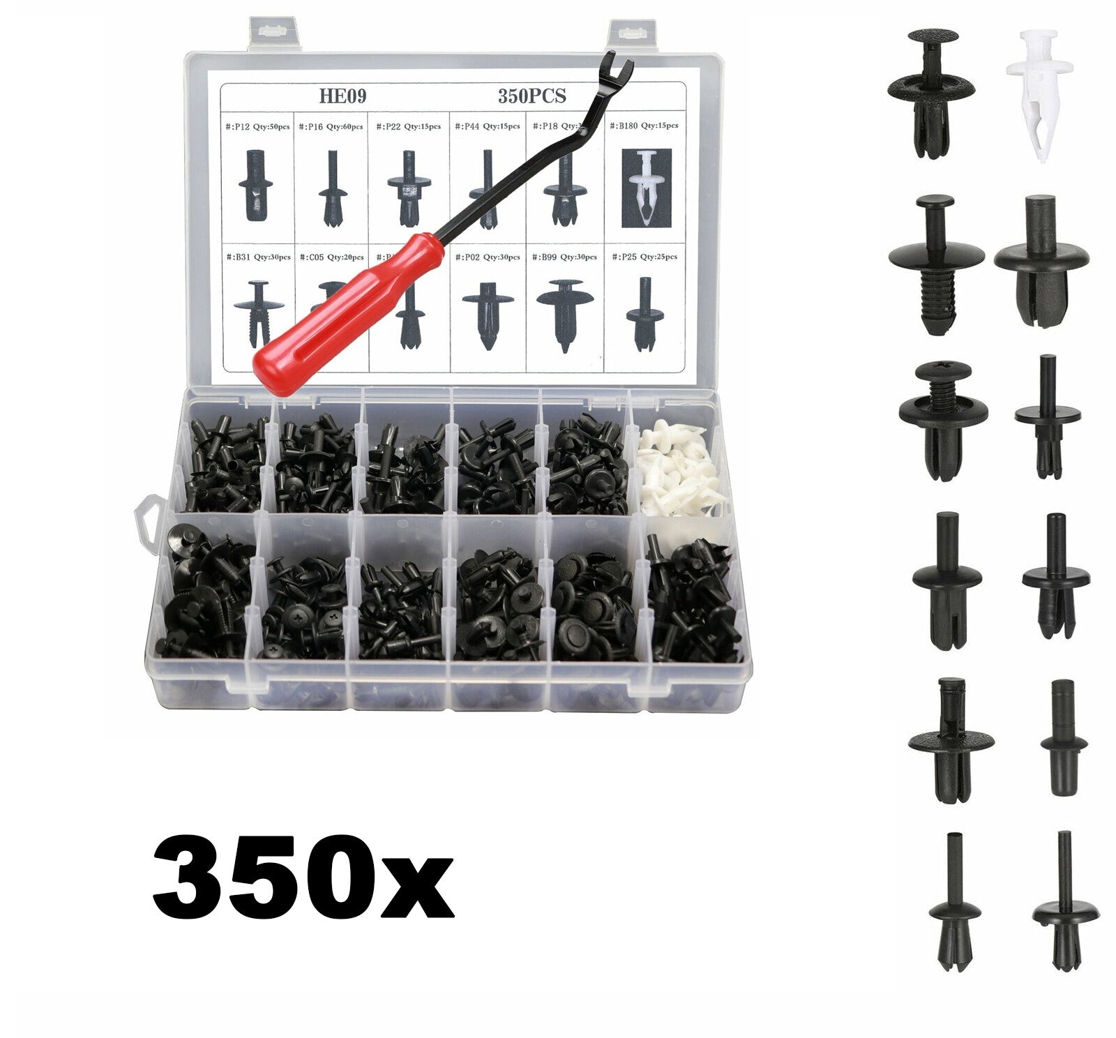350x 12 Size Car Plastic Retainer Panel Bumper Fastener Moulding Clip Universal
