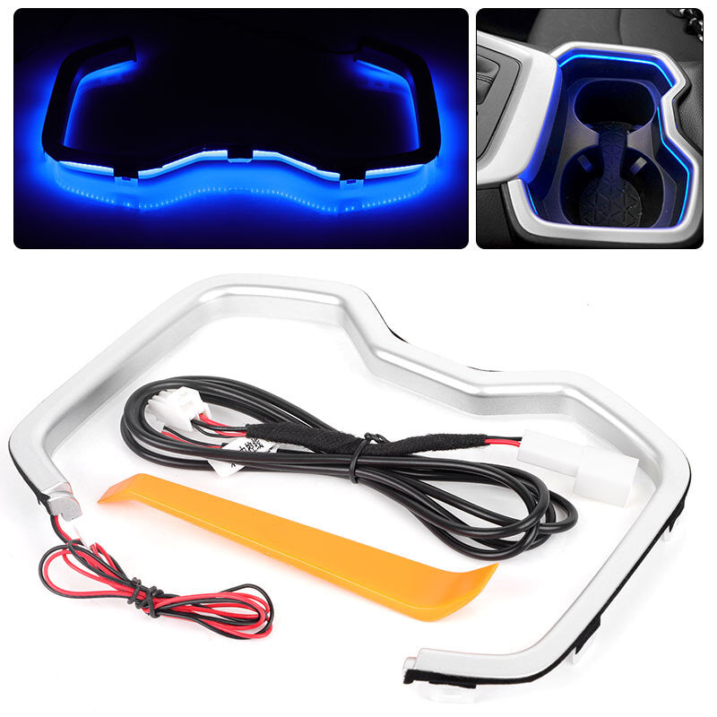 LED Blue Decorative Light Inner Water Cup Holder Frame for Toyota RAV4 2019-2024