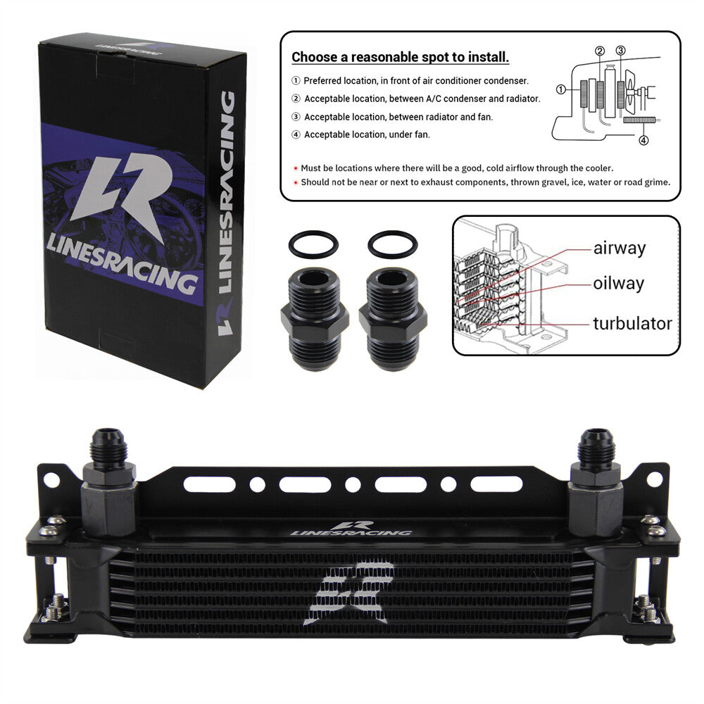 Aluminum Universal 7 Row G1/2 248MM Oil Cooler+2PCS AN8  AN10 Fittings+Bracket