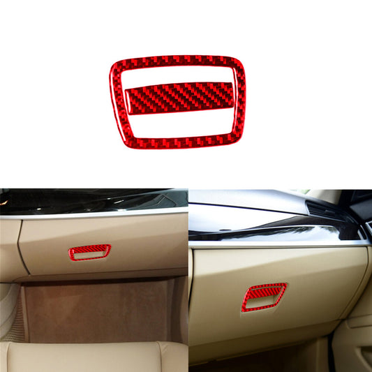 2x red carbon fiber storage box trim for BMW 6 Series F12 F13 2011-2018