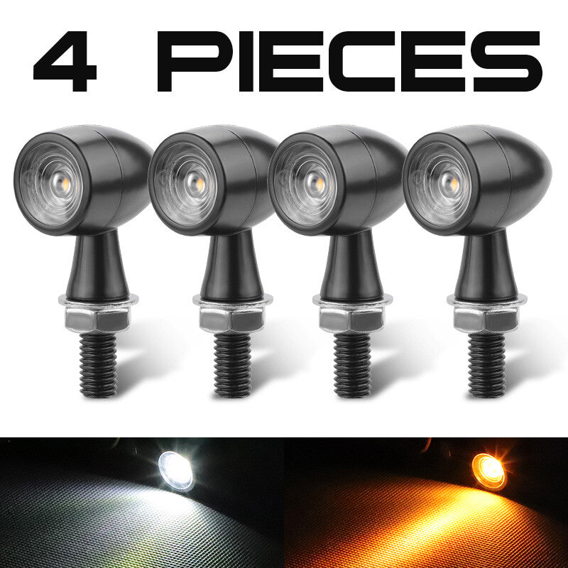 4X Motorcycle LED Bullet Turn Signal Running Light Blinker For Bobber Cafe Racer