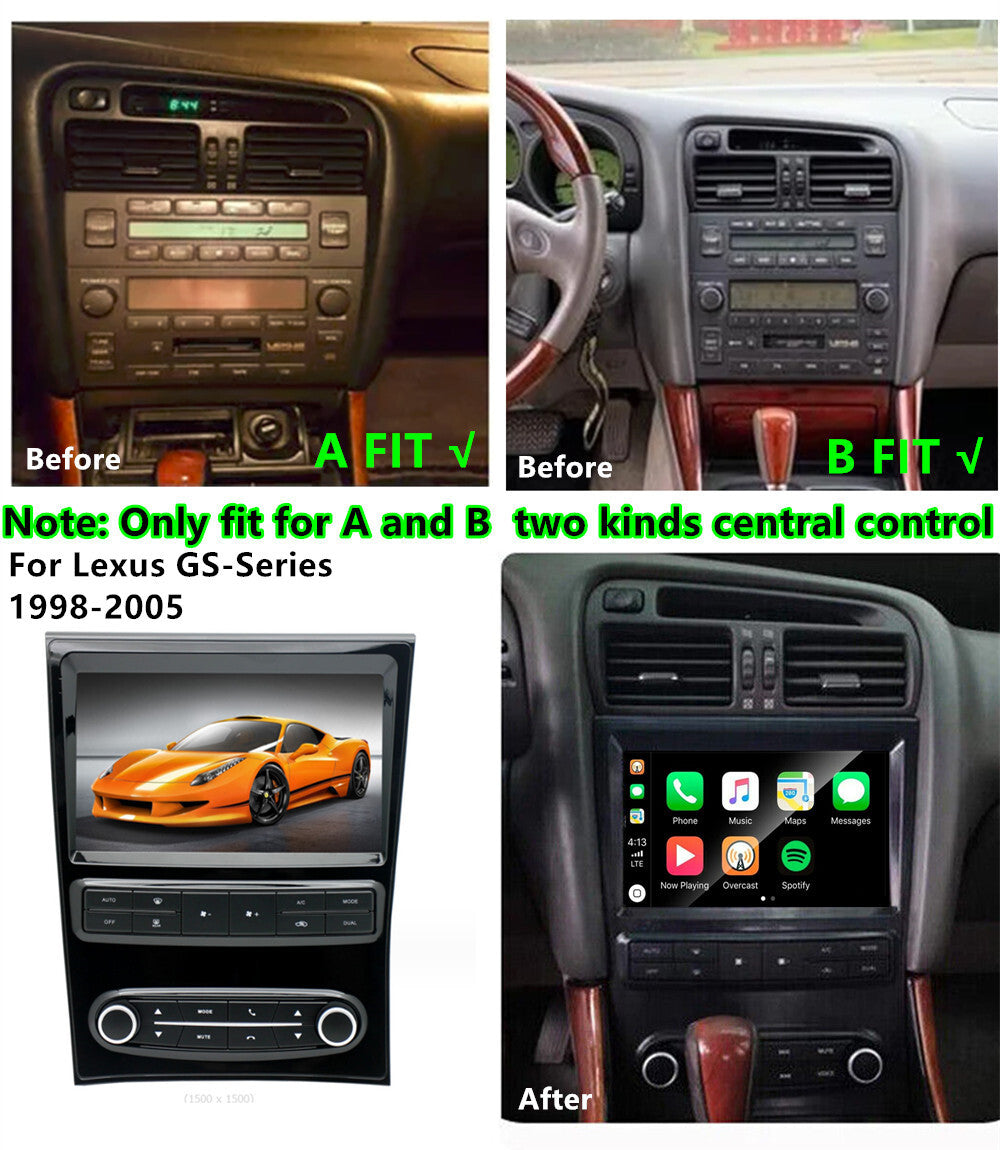 For 1998-2005 for Lexus GS300 GS400 GS430 Carplay Stereo Radio GPS Wifi 4+32GB 9 FM