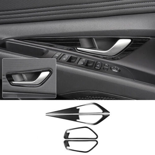 for Hyundai for Elantra 2021-2023 Black Steel Interior Door Handle Panel Cover Trims