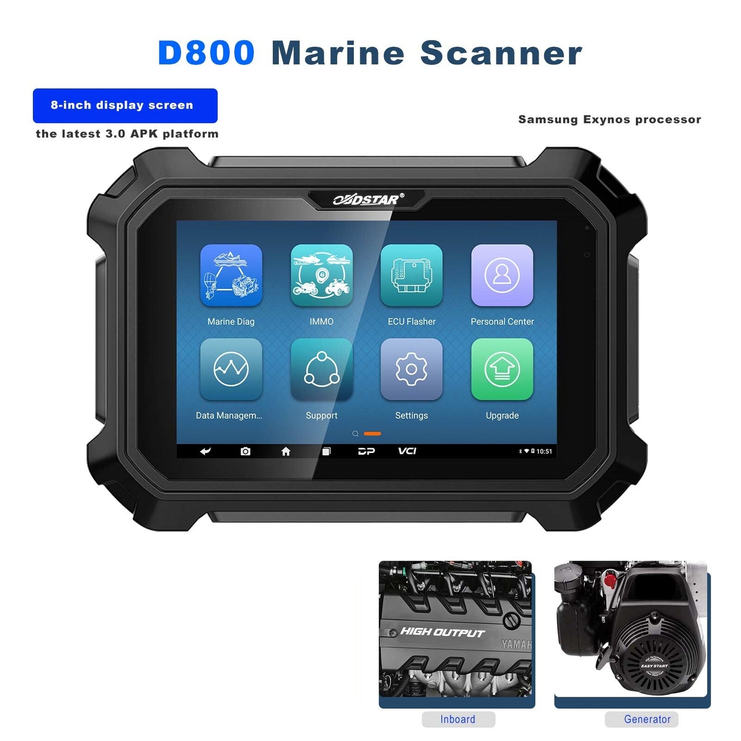 OBDSTAR D800 C+D Marine Diagnostic Tool For Inboard/ Generator Code clear Read