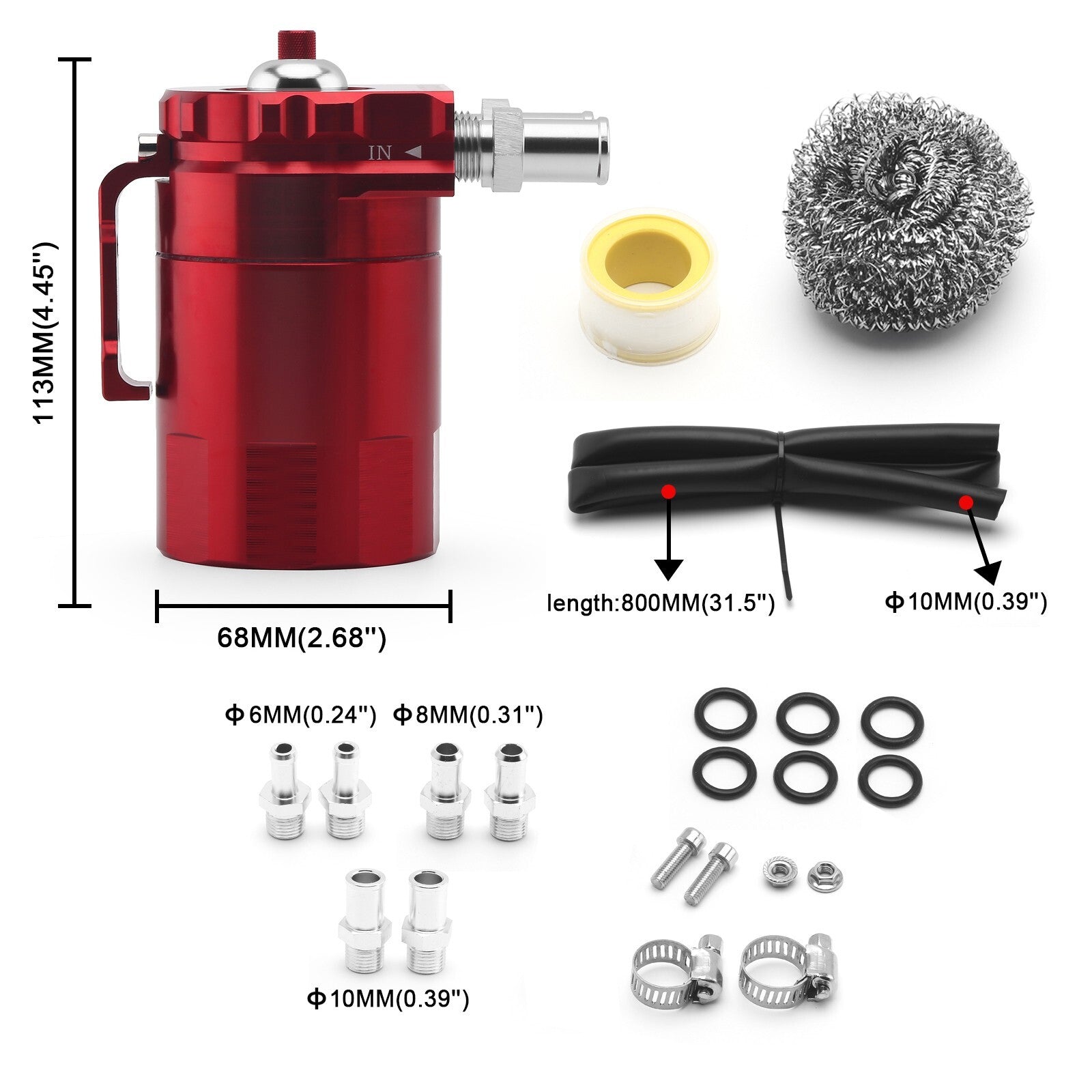 Shipping Baffled Oil Catch Tank Can With Breather Filter Fuel Tank Modified