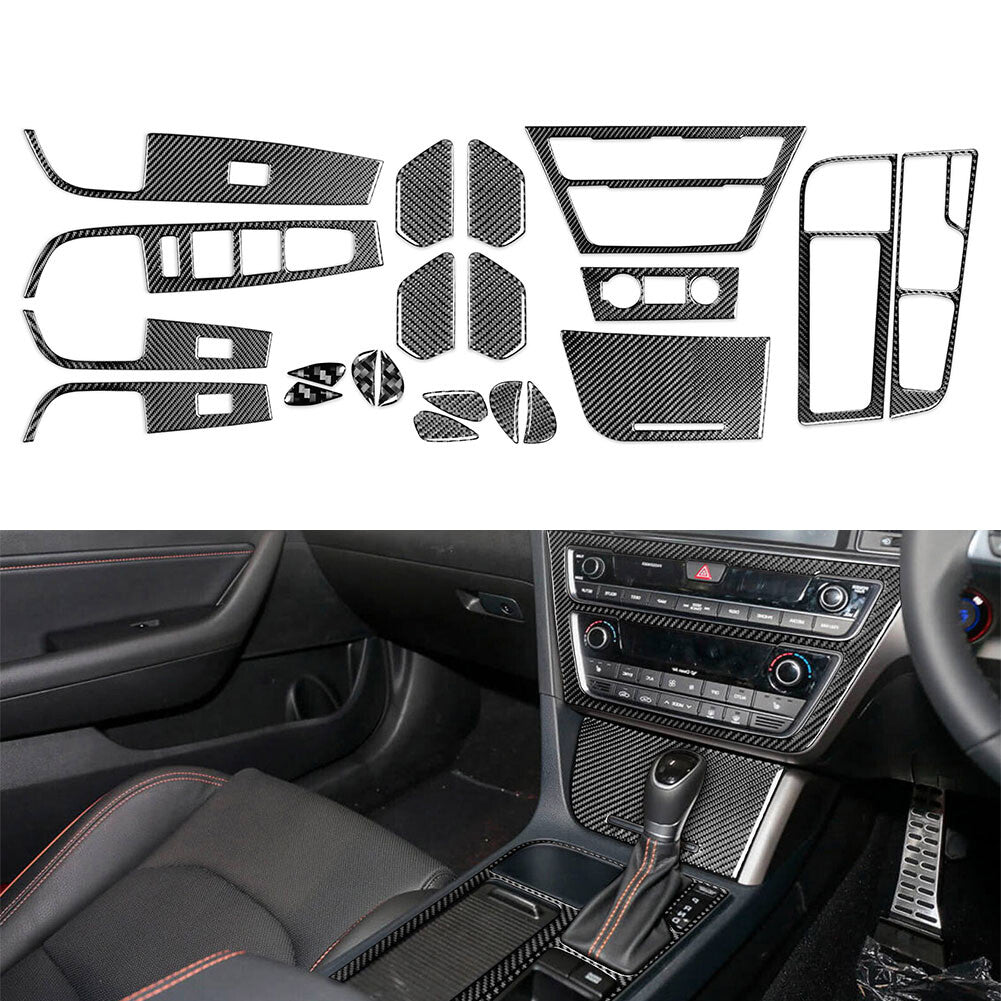 21Pcs Interior Dash Trim Kit Carbon Fiber for Hyundai Sonata 9th 2015-2019 RHD