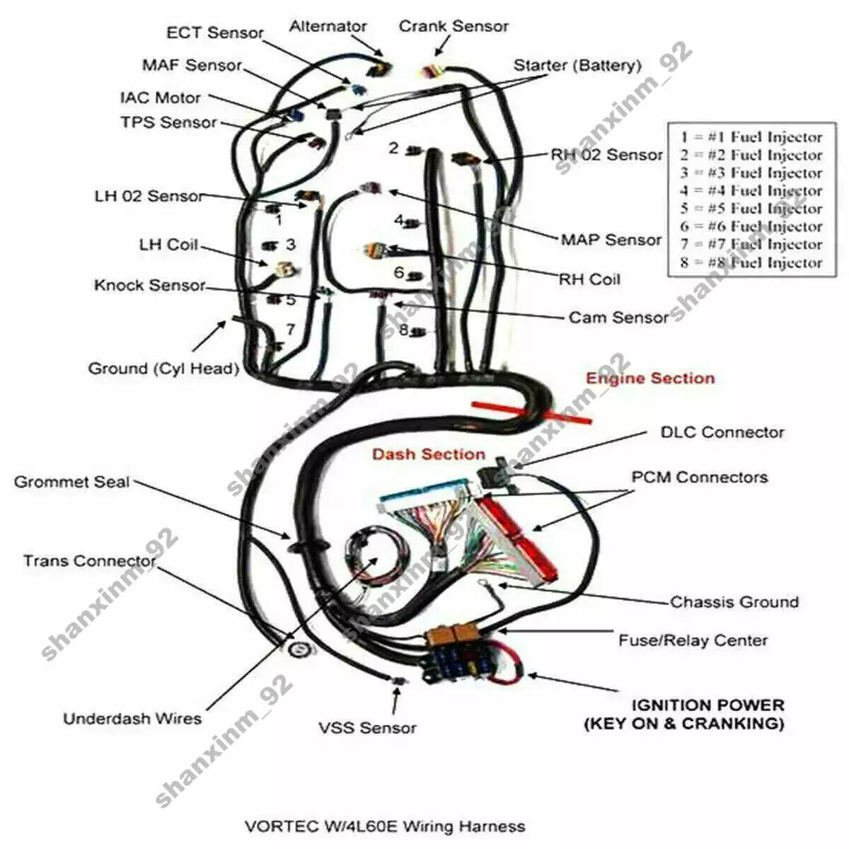 LS W/4L60E SWAPS GM STANDALONE LS1 FOR ENGINE 6.0L 97-06 WIRING 5.3L HARNESS