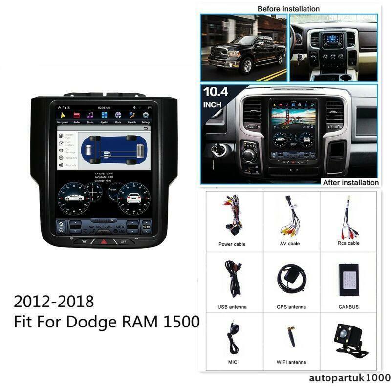 Android 9.0 For 2012-2018 for Dodge for RAM 1500 Stereo Radio GPS NAVIGATION 10.4 WiFi