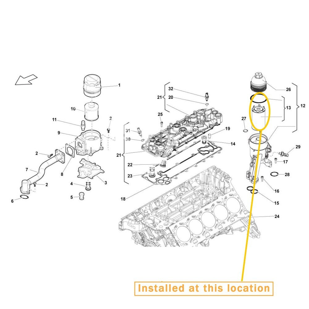 Oil filter for Lamborghini Hurac¨¢n LP 610 LP580 engines. equipment manufacturer: 079198405E