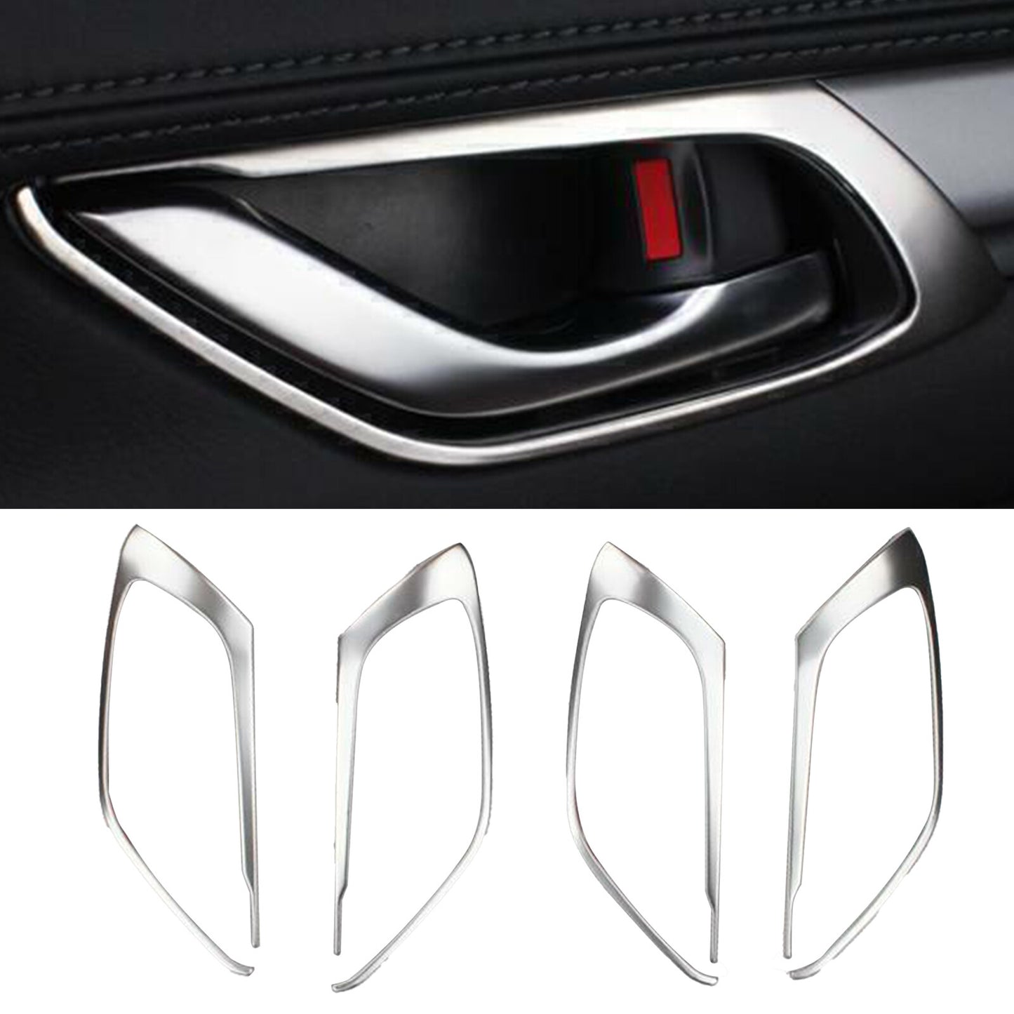4PCS for Mazda CX-5 2017-2024 Silver Inner Door Handle Lock Frame Trim Kits