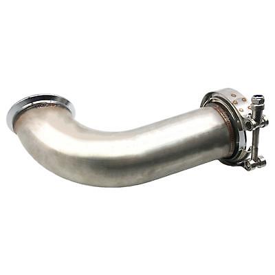 3-inch 90-degree Garrett V-band with clamp, short leg, 6-inch universal bottom tube