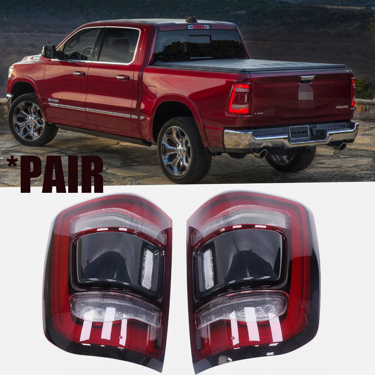 LED Tail Light for Dodge for Ram Pickup Truck 1500 2019-2022 55112993AC 55112992AC