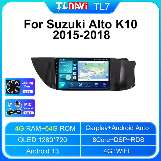 for Suzuki K10 Alto 2015-2018 Car Radio CarPlay Android Multimedia Player GPS