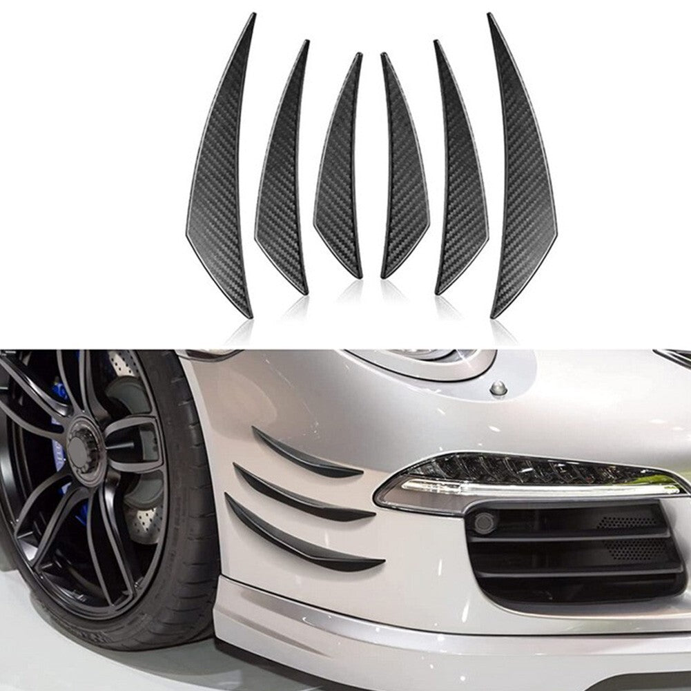 6Pcs/Set Car Spoiler Canards Kit Front Bumper Lip Splitter Decal Stickers