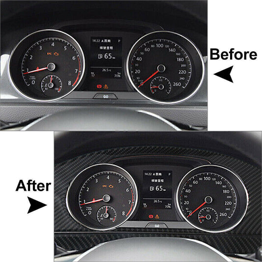 Carbon Fiber Car Interior Dashboard Panel Decor Trim for VW for Golf MK7 2014-2019