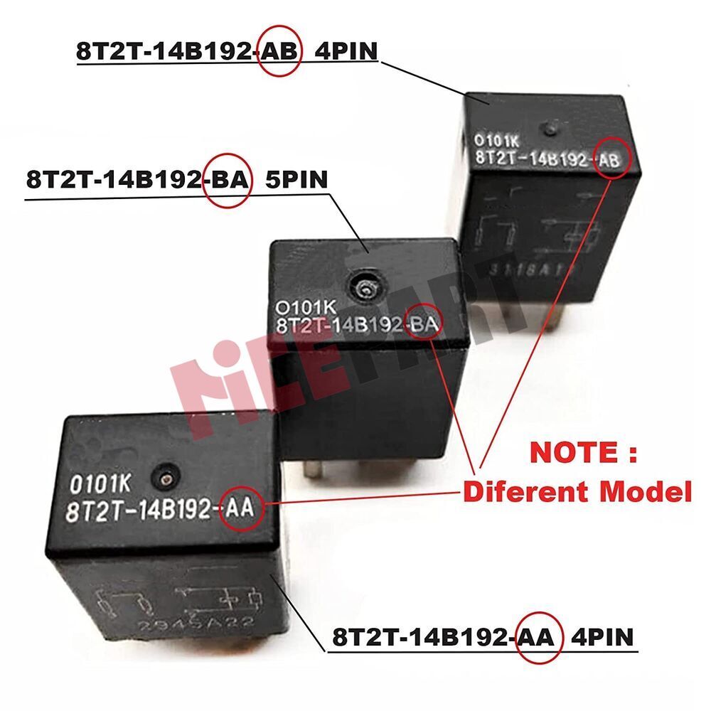4-pack 8T2T-14B192-AB 4-pin AC relay for motors, compatible with F150, F250, F350, and F450.