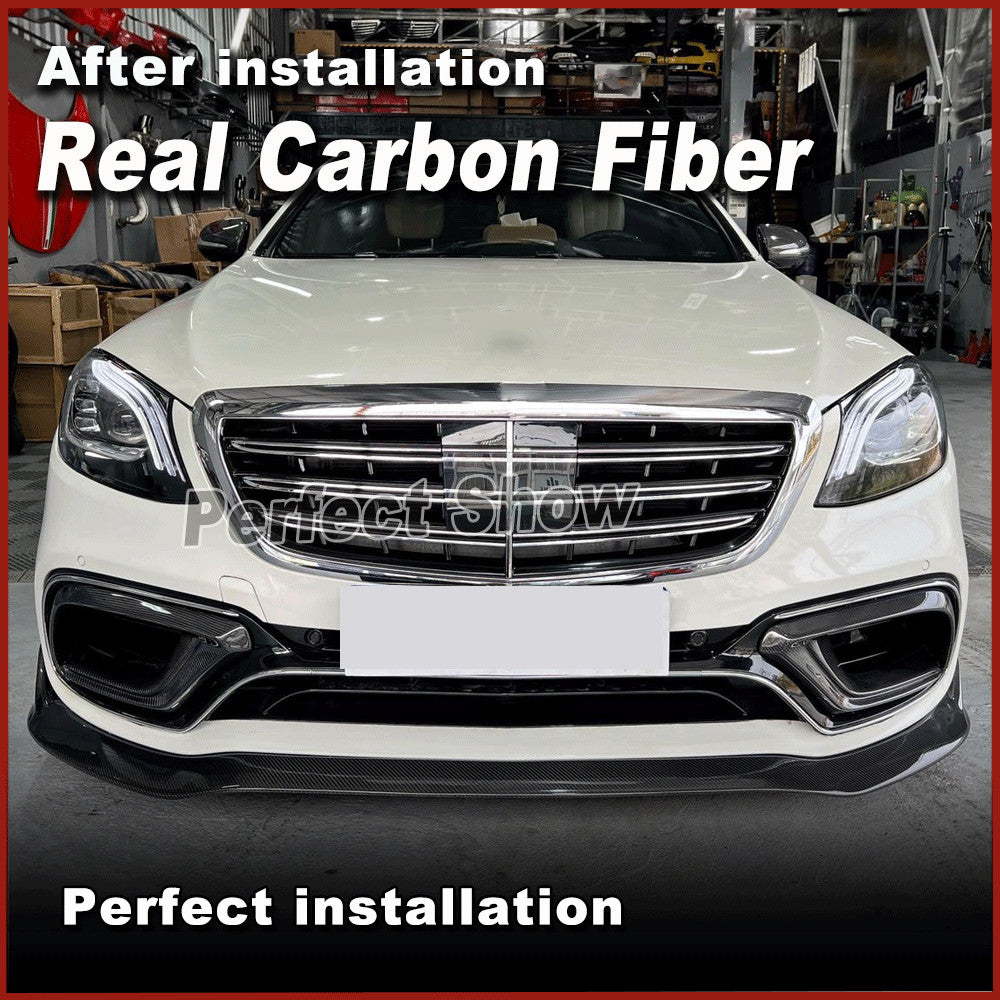 for Benz W222 S63 S65 2018-22 Real Carbon Fiber Front Bumper Air Vent Cover