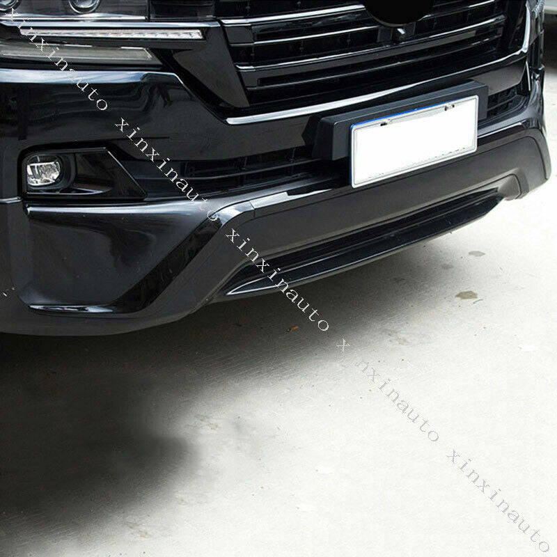 Glossy Black Front Bumper Lip Molding Strips Trim for Toyota for Land Cruiser 16-21