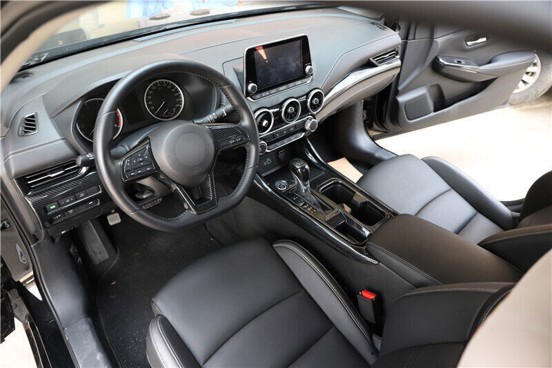 ABS Carbon Fiber Inner Steering Wheel Decor Cover Trim for Nissan Sentra 20-2022