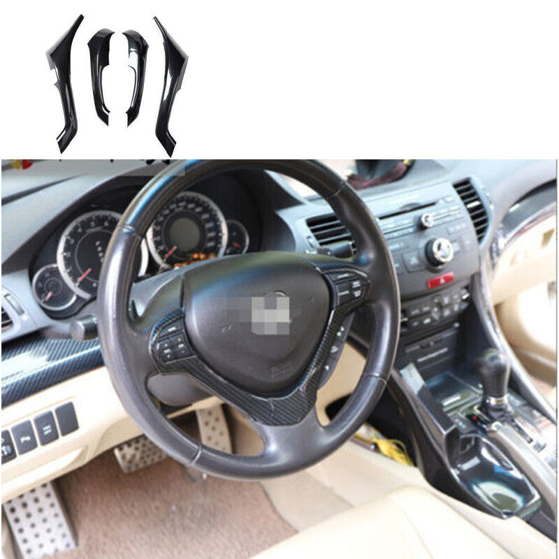 for Acura TSX 2009-2014 Carbon Fiber Central Console Decoration Trim Cover 19pcs