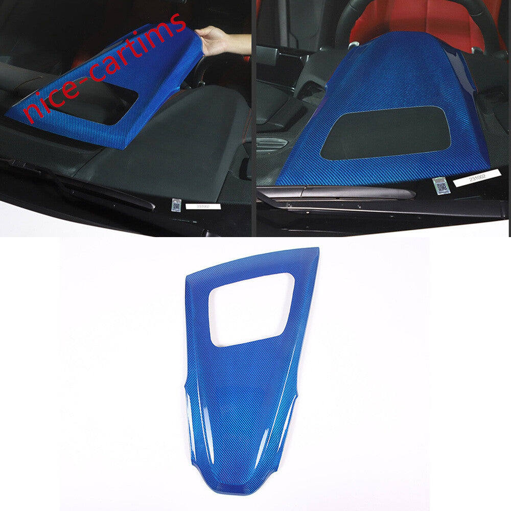 Blue Carbon Fiber W/ HUD Dashboard Upper Panel Cover Fit for Corvette C8 2020-24