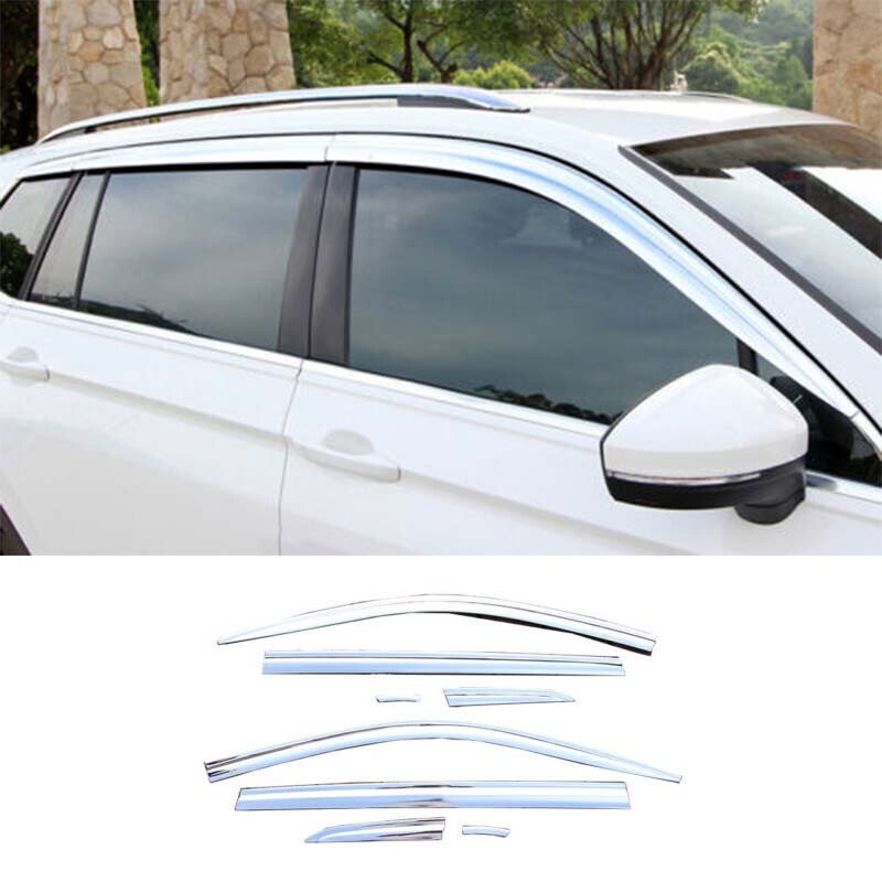 Sun Rain Guard Visor Shades ABS Window Silver for Volkswagen for Tiguan 2017-2021