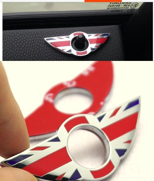 Angel Wing Union Jack DOOR LOCK KNOB PIN DECOR RING for MINI COOPER (2 DOOR)
