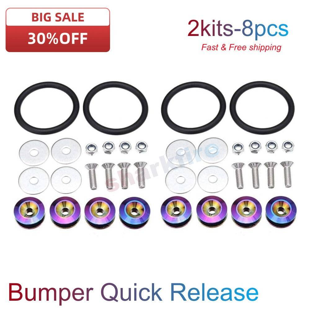 8 X UNIVERSAL NEO CHROME BILLET ALUMINUM BUMPER TRUNK Quick Release Fastener Kit