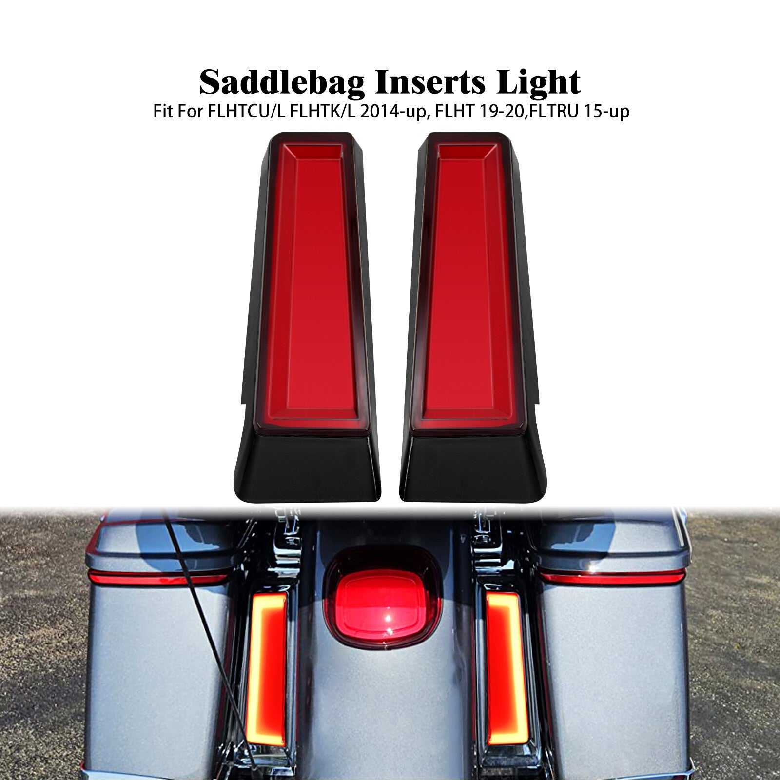 Saddlebag Side Insert Fender Fascia LED Light Fit for Harley Touring FLHT 14-20