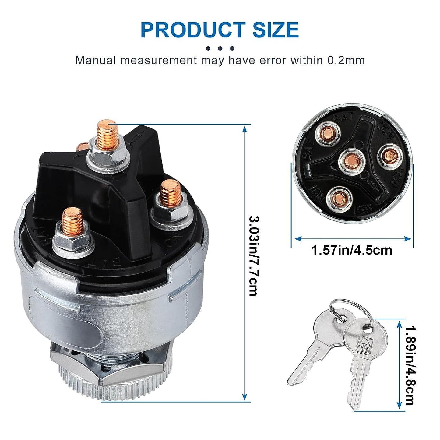 Ignition Key Switch 12v fit for Car, Forklift, Truck, Tractor, Trailer