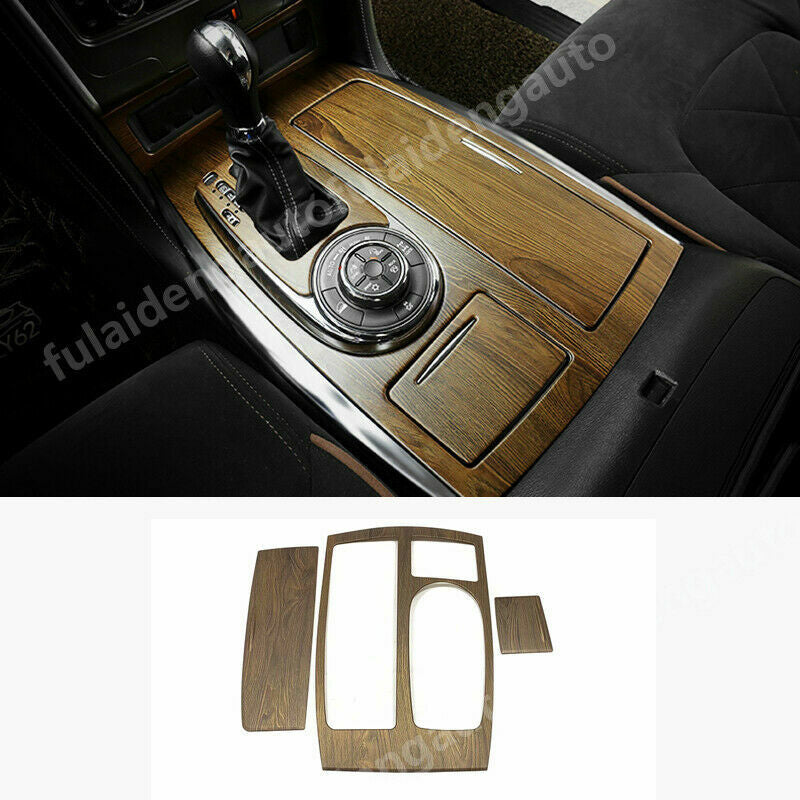 for Nissan Armada Patrol Y62 2017-19 Wood Grain Gear Shift Box Panel Cover Trim