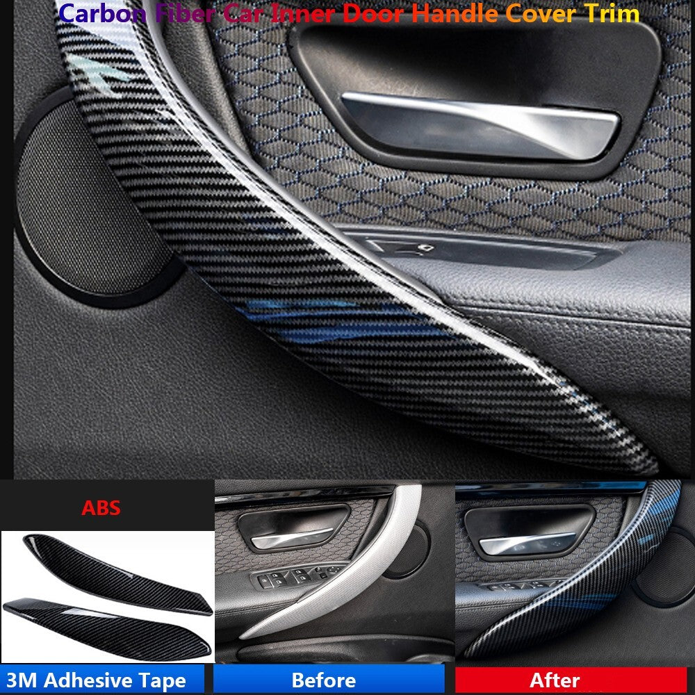 2x Carbon Fiber for BMW 3 Series F30 F34 Car Inner Door Handle Sleeve Cover Trim