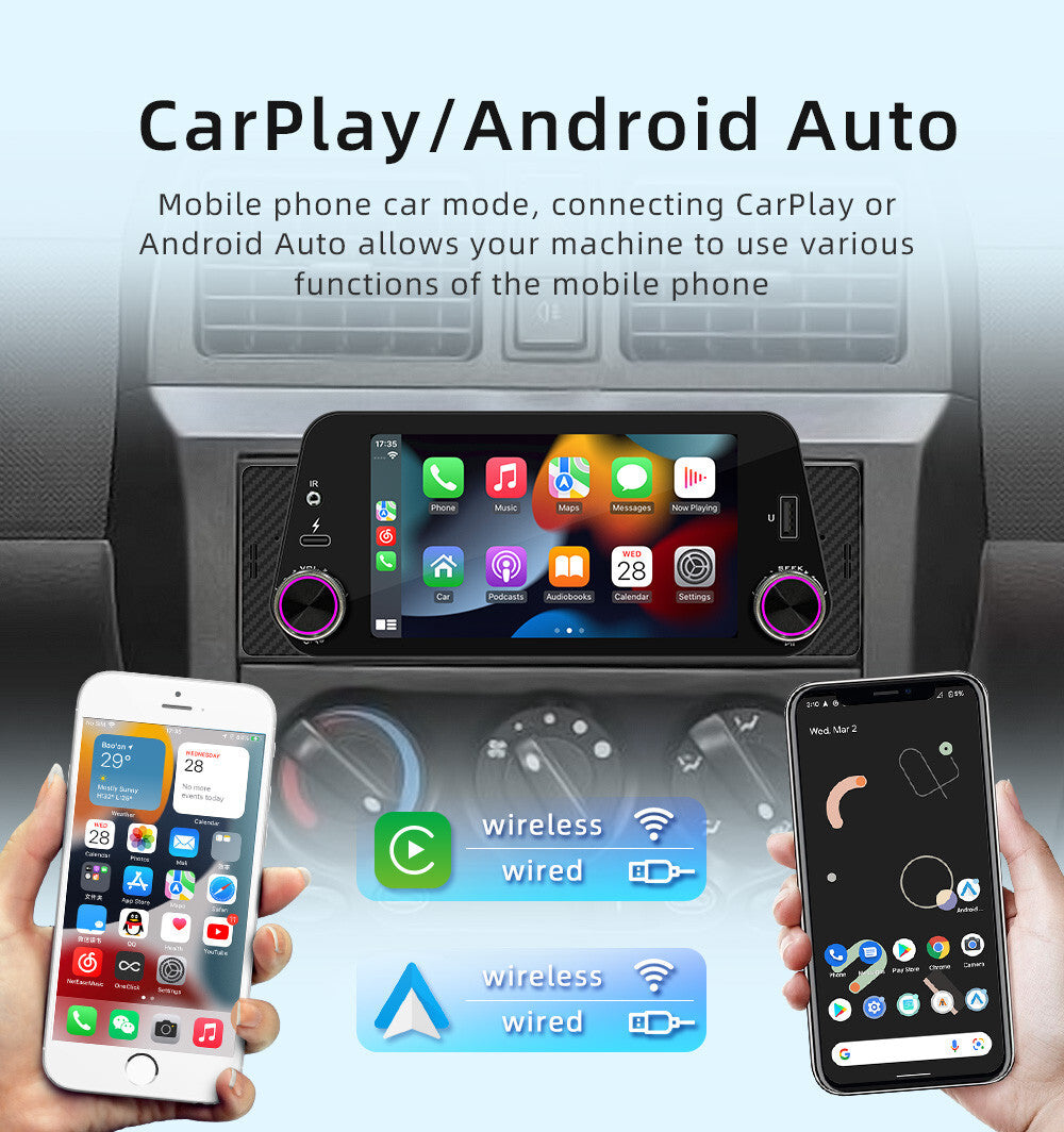 Single Din For Apple Carplay Android Auto Car Stereo Radio Bluetooth MP5 Player