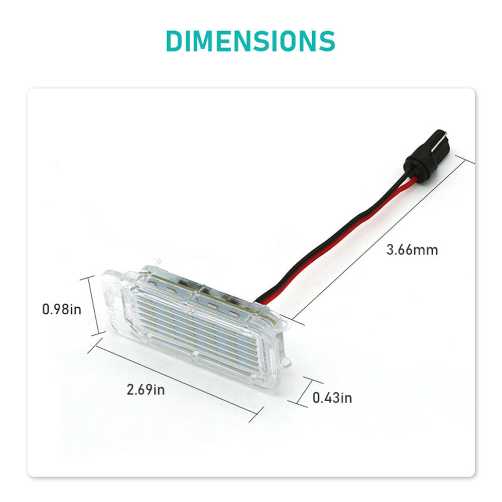 2Pcs LED License Number Plate Lights Canbus for Ford Focus Fiesta Mondeo C-Max