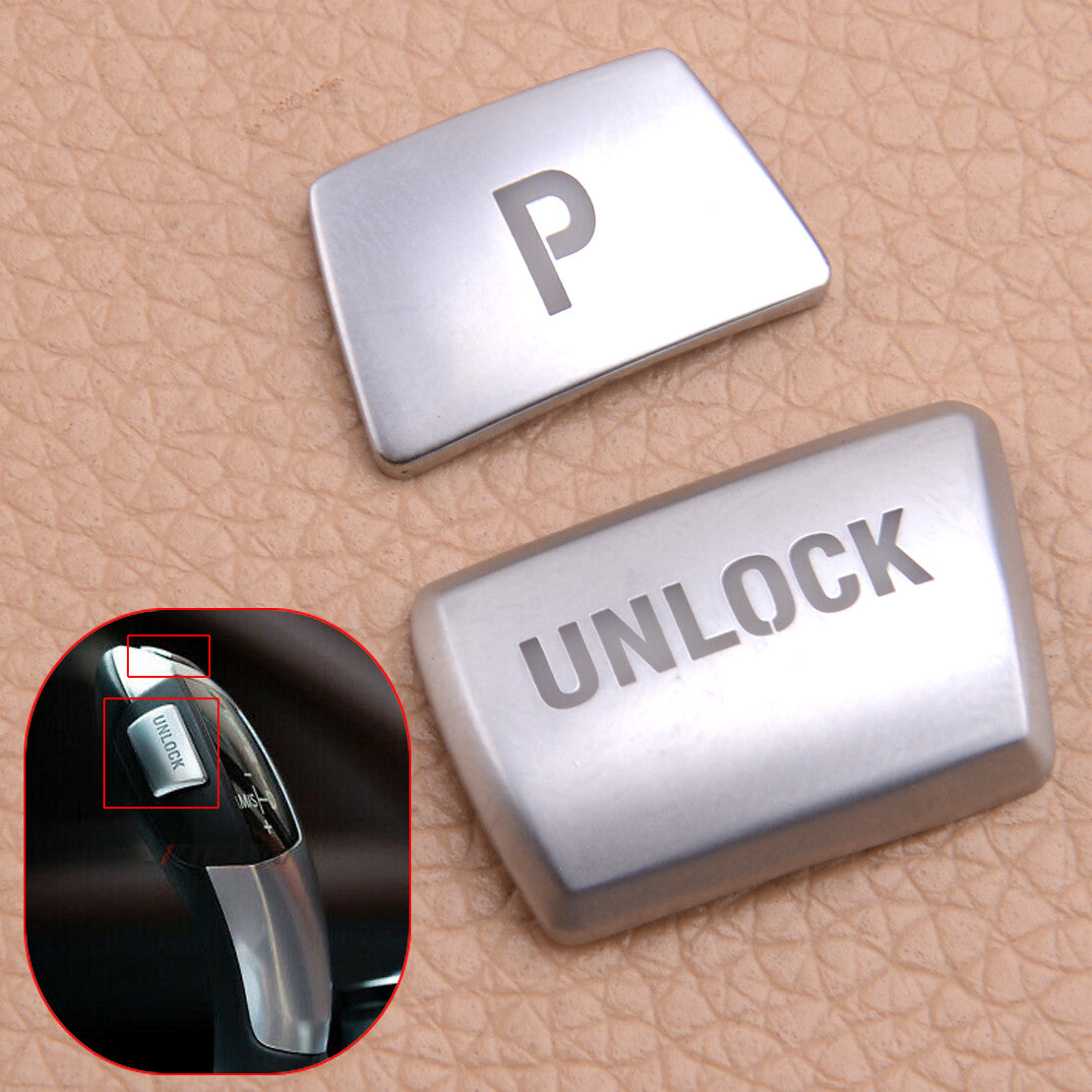 Gear Shift Knob P & Unlock Button Cover ABS 2x Fit for BMW 3 5 7 X3 X4 X5 X6